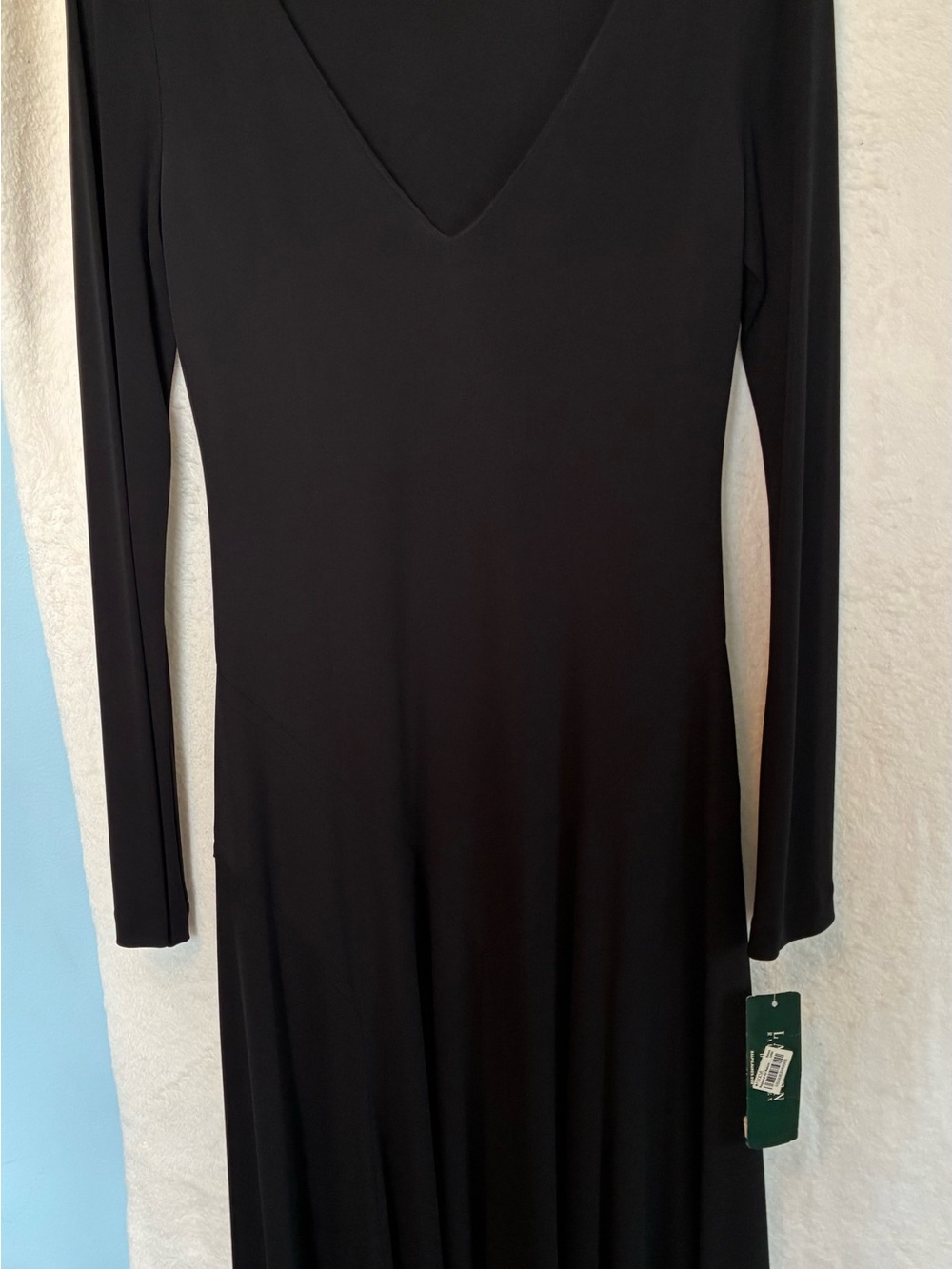 Ralph Lauren Women's Black Long-Sleeve V-Neck Maxi Dress